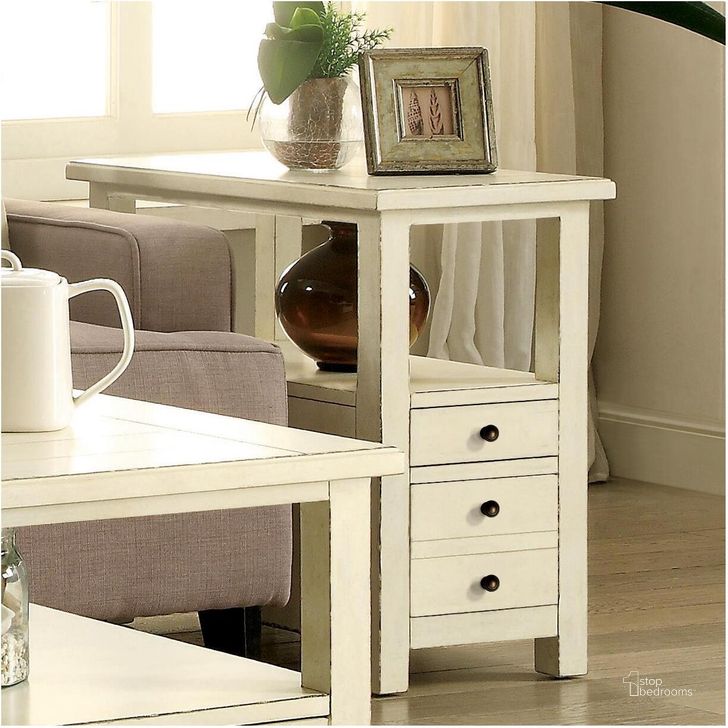 The appearance of Sullivan Country White Chairside Table designed by Riverside Furniture in the transitional interior design. This white piece of furniture  was selected by 1StopBedrooms from Sullivan Collection to add a touch of cosiness and style into your home. Sku: 22511. Product Type: End Table. Image1