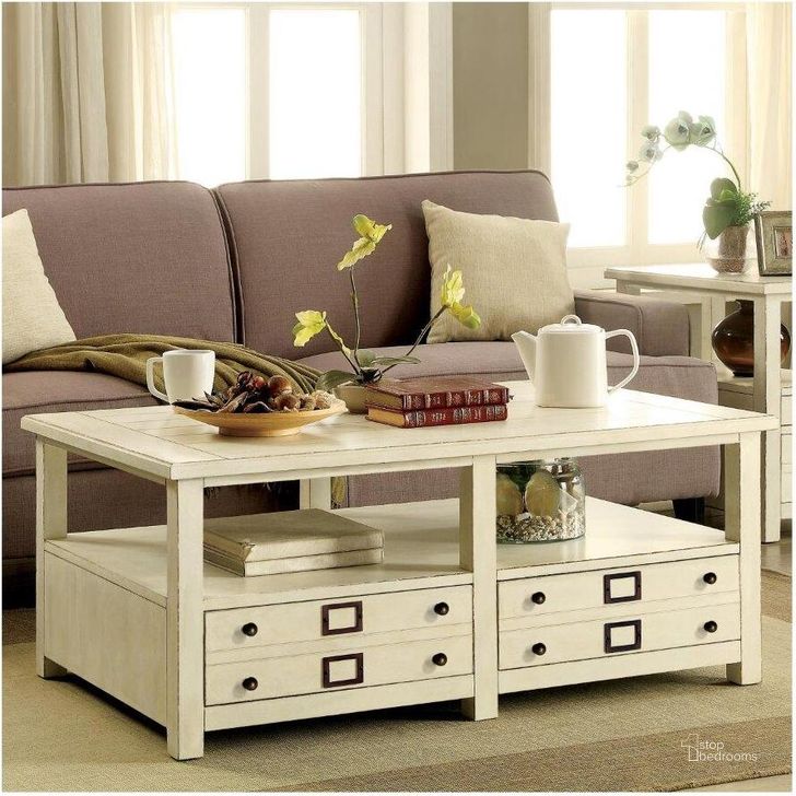 The appearance of Sullivan Country White Cocktail Table designed by Riverside Furniture in the transitional interior design. This white piece of furniture  was selected by 1StopBedrooms from Sullivan Collection to add a touch of cosiness and style into your home. Sku: 22501. Product Type: Cocktail Table. Image1