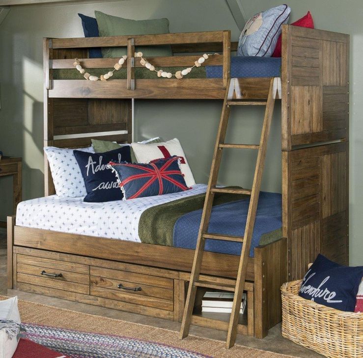 The appearance of Summer Camp Tree House Brown Twin over Full Bunk Bed with One Side Storage designed by Legacy Classic in the rustic / southwestern interior design. This brown piece of furniture  was selected by 1StopBedrooms from Summer Camp Collection to add a touch of cosiness and style into your home. Sku: 0832-8110;0832-8120;0832-8130;0832-8140;N888-4924;0832-9300. Bed Type: Bunk Bed. Product Type: Bunk Bed. Bed Size: Twin Over Full. Image1