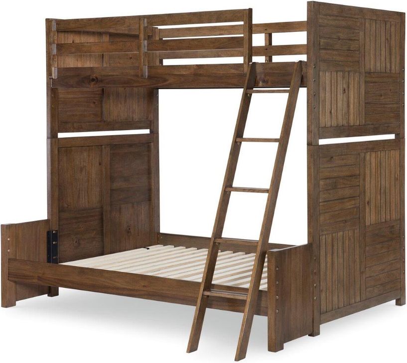 The appearance of Summer Complete Twin Over Full Bunk Bed In Tree House Brown designed by Legacy Classic Kids in the rustic / southwestern interior design. This brown piece of furniture  was selected by 1StopBedrooms from Summer Collection to add a touch of cosiness and style into your home. Sku: 0832-8110;0832-8120;0832-8130;0832-8140;N888-4924. Bed Type: Bunk Bed. Product Type: Bunk Bed. Bed Size: Twin Over Full. Material: Rubberwood. Image1