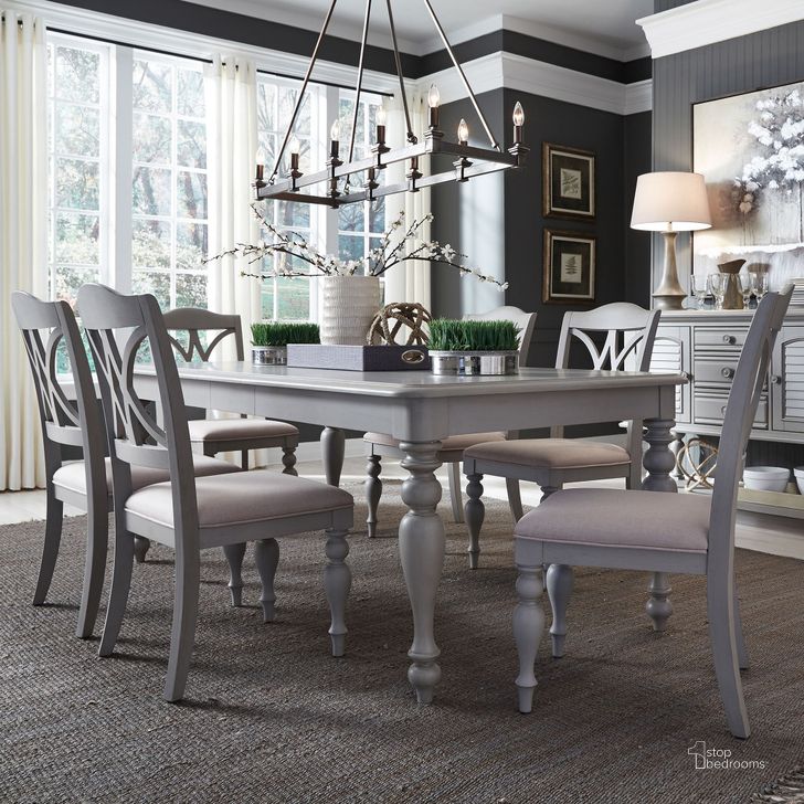 The appearance of Summer House Dove Grey Rectangular Leg Dining Room Set designed by Liberty in the country / farmhouse interior design. This gray piece of furniture  was selected by 1StopBedrooms from Summer House Collection to add a touch of cosiness and style into your home. Sku: 407-T4078;407-C9001S. Material: Wood. Product Type: Dining Room Set. Table Top Shape: Rectangular. Image1