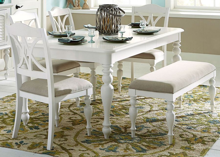 The appearance of Summer House I Rectangular Dining Room Set w/ Bench designed by Liberty in the traditional interior design. This white piece of furniture  was selected by 1StopBedrooms from Summer House Collection to add a touch of cosiness and style into your home. Sku: 607-T4078;607-C9001S;607-C9001B. Material: Wood. Product Type: Dining Room Set. Table Top Shape: Rectangular. Image1