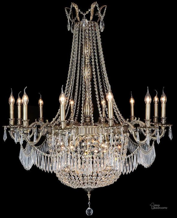 The appearance of Summer Palace Clear Glass Antique Brass 30 Light Chandelier designed by AICO in the transitional interior design. This antique brass piece of furniture  was selected by 1StopBedrooms from Summer Palace Collection to add a touch of cosiness and style into your home. Sku: LT-CH906-30ABR. Material: Glass. Product Type: Chandelier.