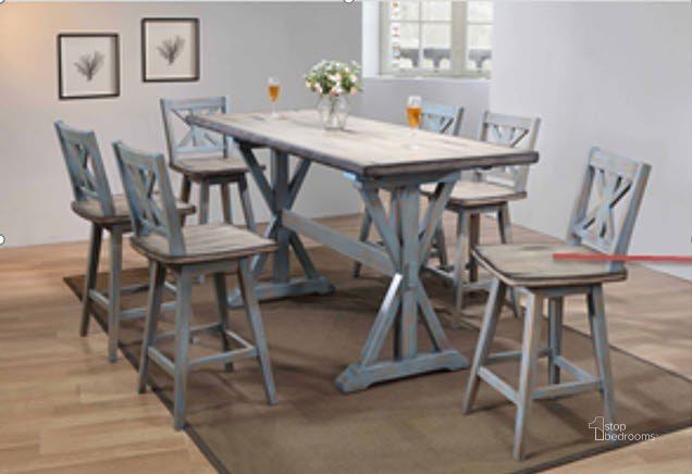 The appearance of Summerville II Counter Height Dining Set w/ Swivel Stools designed by Bernards in the transitional interior design. This light blue piece of furniture  was selected by 1StopBedrooms from Summerville II Collection to add a touch of cosiness and style into your home. Sku: 5800-530;5800-541. Product Type: Dining Room Set. Table Top Shape: Rectangular. Image1