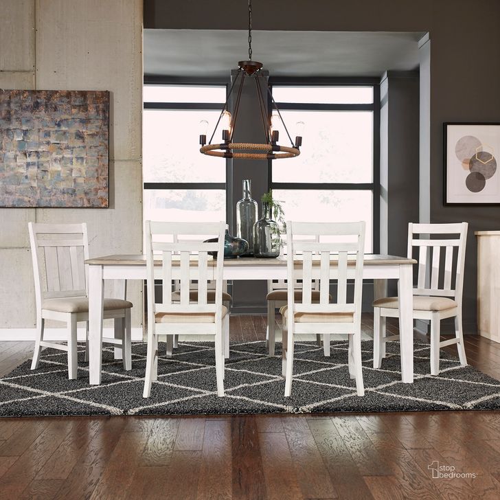 The appearance of Summerville Soft White Wash Rectangular Extendable Leg Dining Room Set designed by Liberty in the transitional interior design. This white piece of furniture  was selected by 1StopBedrooms from Summerville Collection to add a touch of cosiness and style into your home. Sku: 171-T4078;171-C1501S. Table Base Style: Legs. Product Type: Dining Room Set. Table Top Shape: Rectangular. Material: Rubberwood. Image1