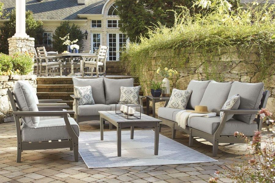 The appearance of Sumy Gray Outdoor Dining Furniture Set designed by Atelier Home in the transitional interior design. This gray piece of furniture  was selected by 1StopBedrooms from Sumy Collection to add a touch of cosiness and style into your home. Sku: P802-701;P802-702. Product Type: Outdoor Dining Furniture. Table Top Shape: Rectangular. Image1