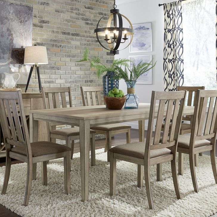 The appearance of Sun Valley Brown Rectangular Leg Dining Room Set designed by Liberty in the modern / contemporary interior design. This brown piece of furniture  was selected by 1StopBedrooms from Sun Valley Collection to add a touch of cosiness and style into your home. Sku: 439-T3672;439-C6501S. Material: Wood. Product Type: Dining Room Set. Table Top Shape: Rectangular. Image1