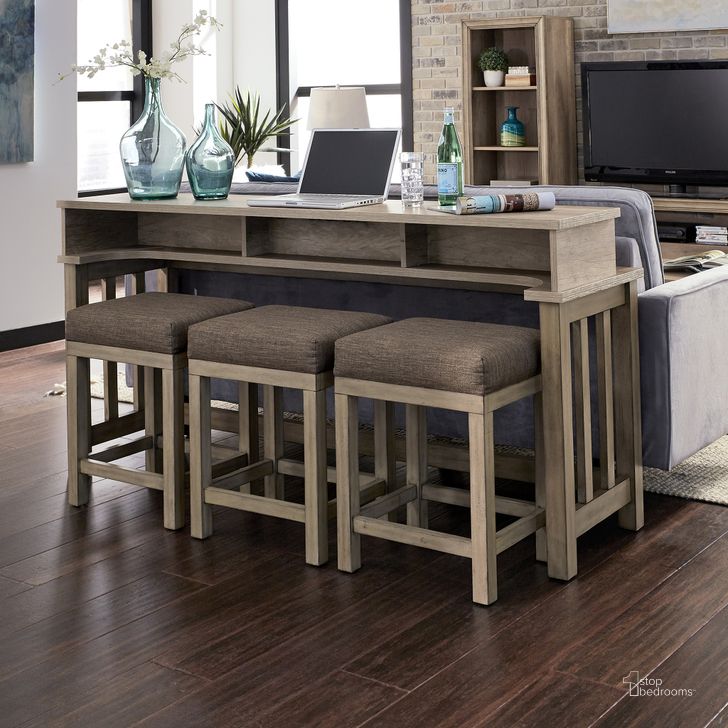 The appearance of Sun Valley Console Stools designed by Liberty in the transitional interior design. This sandstone piece of furniture  was selected by 1StopBedrooms from Sun Valley Collection to add a touch of cosiness and style into your home. Sku: 439-OT-3STL. Product Type: Counter Height Chair. Material: Melamine. Image1