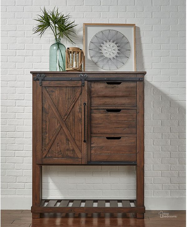 The appearance of Sun Valley Rustic Timber Barn Door Chest designed by A-America in the rustic / southwestern interior design. This brown piece of furniture  was selected by 1StopBedrooms from Sun Valley Collection to add a touch of cosiness and style into your home. Sku: SUVRT5630. Product Type: Chest. Material: Pine. Image1