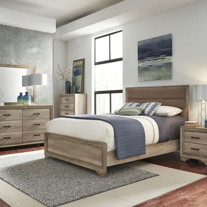 The appearance of Sun Valley Sandstone Upholstered Panel Bedroom Set designed by Liberty in the modern / contemporary interior design. This brown piece of furniture  was selected by 1StopBedrooms from Sun Valley Collection to add a touch of cosiness and style into your home. Sku: 439-BR13HF;439-BR90;439-BR61. Bed Type: Panel Bed. Material: Wood. Product Type: Panel Bed. Bed Size: Queen. Image1