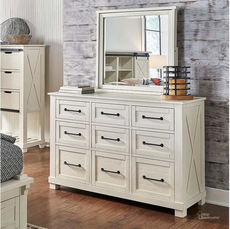The appearance of Sun Valley White 9 Drawer Dresser designed by A-America in the rustic / southwestern interior design. This white piece of furniture  was selected by 1StopBedrooms from Sun Valley Collection to add a touch of cosiness and style into your home. Sku: SUVWT5510. Product Type: Dresser. Material: Pine. Image1