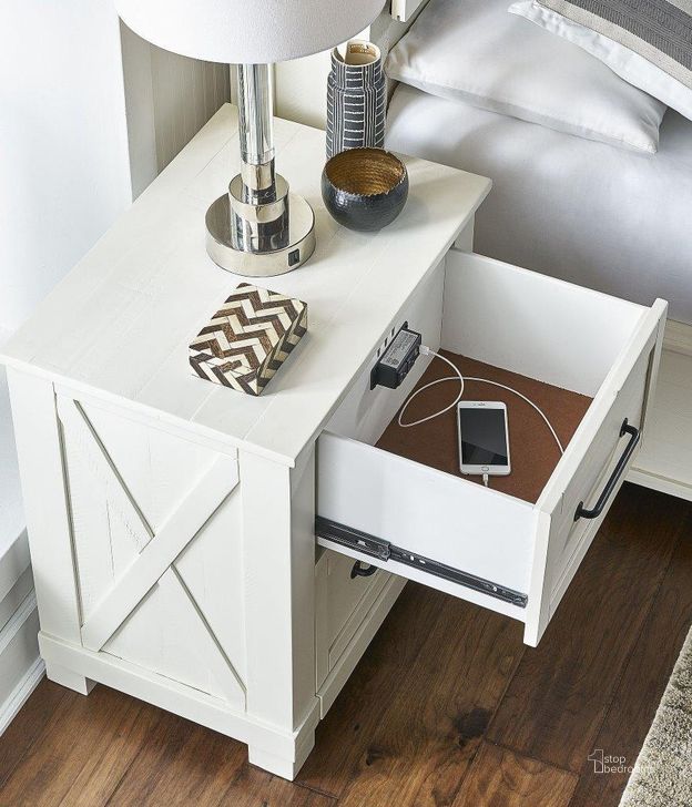 Sun Valley White Bookcase Storage Bedroom Set by AAmerica 1StopBedrooms