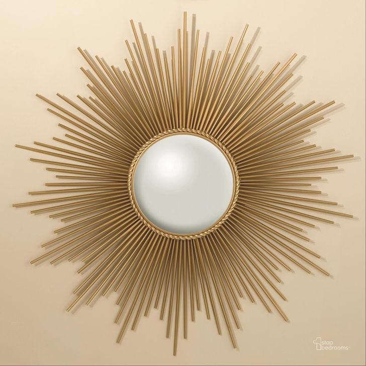 The appearance of Sunburst Mirror In Gold designed by Global Views in the modern / contemporary interior design. This gold piece of furniture  was selected by 1StopBedrooms from Sunburst Collection to add a touch of cosiness and style into your home. Sku: 9.90325. Product Type: Accent Mirror. Material: Brass. Image1