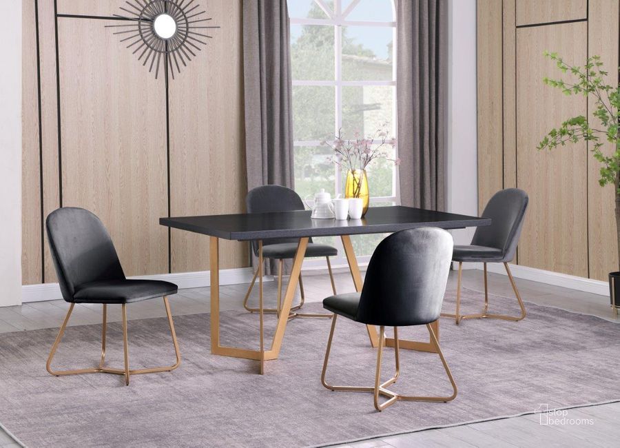 The appearance of Sunland 5 Piece Rectangular Velvet Dining Set In Gray designed by Best Master Furniture in the transitional interior design. This gray piece of furniture  was selected by 1StopBedrooms from Sunland Collection to add a touch of cosiness and style into your home. Sku: A805G5. Product Type: Dining Room Set. Material: Velvet.