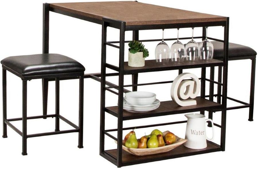 The appearance of Sunset Trading Rustic Elm Industrial 3 Piece Counter Height Pub Table Set designed by Sunset Trading in the modern / contemporary interior design. This black and brown piece of furniture  was selected by 1StopBedrooms from Industrial Collection to add a touch of cosiness and style into your home. Sku: CR-W3077-75. Material: Steel. Product Type: Pub Table. Image1