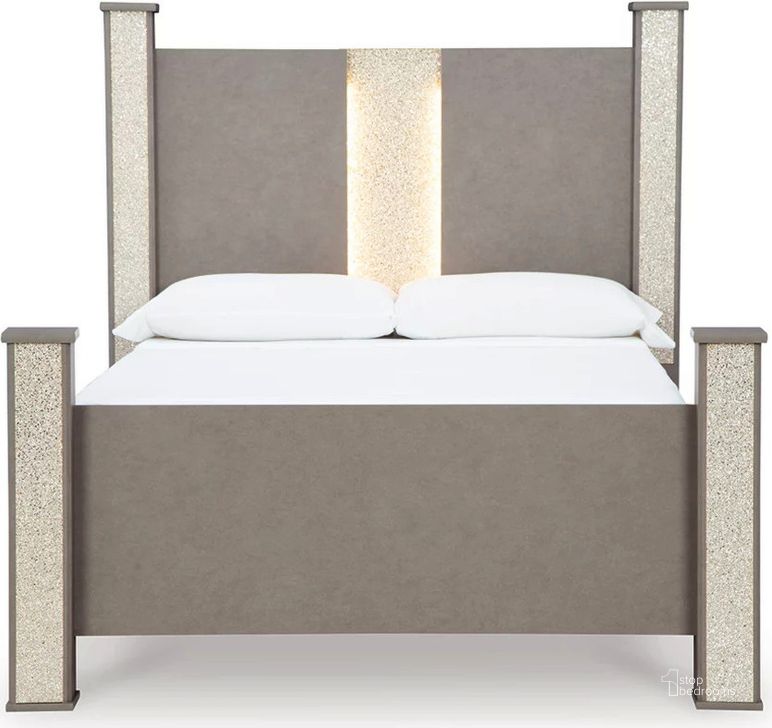 The appearance of Surancha Queen Poster Bed In Gray designed by Signature Design by Ashley in the modern / contemporary interior design. This gray piece of furniture  was selected by 1StopBedrooms from Surancha Collection to add a touch of cosiness and style into your home. Sku: B1145-62;B1145-64;B1145-67;B1145-98. Bed Type: Poster Bed. Material: Wood. Product Type: Poster Bed. Bed Size: Queen. Image1
