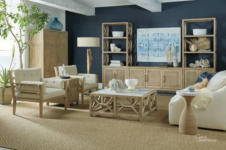 The appearance of Surfrider Light Natural Square Occasional Table Set designed by Hooker in the transitional interior design. This beige piece of furniture  was selected by 1StopBedrooms from Surfrider Collection to add a touch of cosiness and style into your home. Sku: 6015-80111-80;6015-80113-80. Material: Wood. Product Type: Occasional Table Set. Image1
