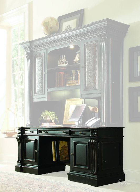The appearance of Telluride Black Computer Credenza designed by Hooker in the traditional interior design. This black piece of furniture  was selected by 1StopBedrooms from Telluride Collection to add a touch of cosiness and style into your home. Sku: 370-10-464. Material: Wood. Product Type: Credenza. Image1