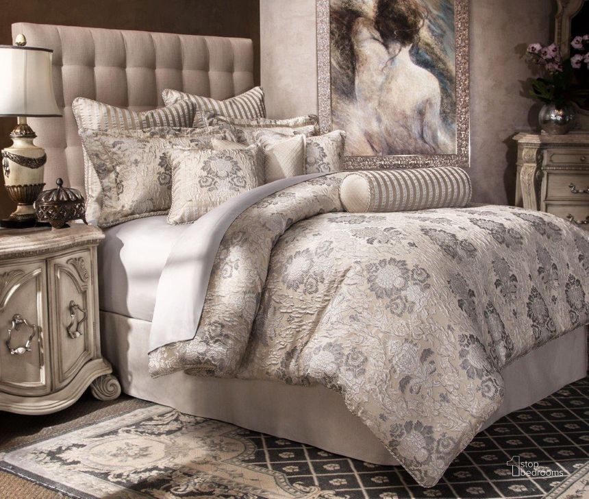 The appearance of Sycamore Grove Silver 10 Piece King Comforter Set designed by AICO in the modern / contemporary interior design. This silver piece of furniture  was selected by 1StopBedrooms from Sycamore Grove Collection to add a touch of cosiness and style into your home. Sku: BCS-KS10-SYMRG-SLV. Product Type: Comforter Set.