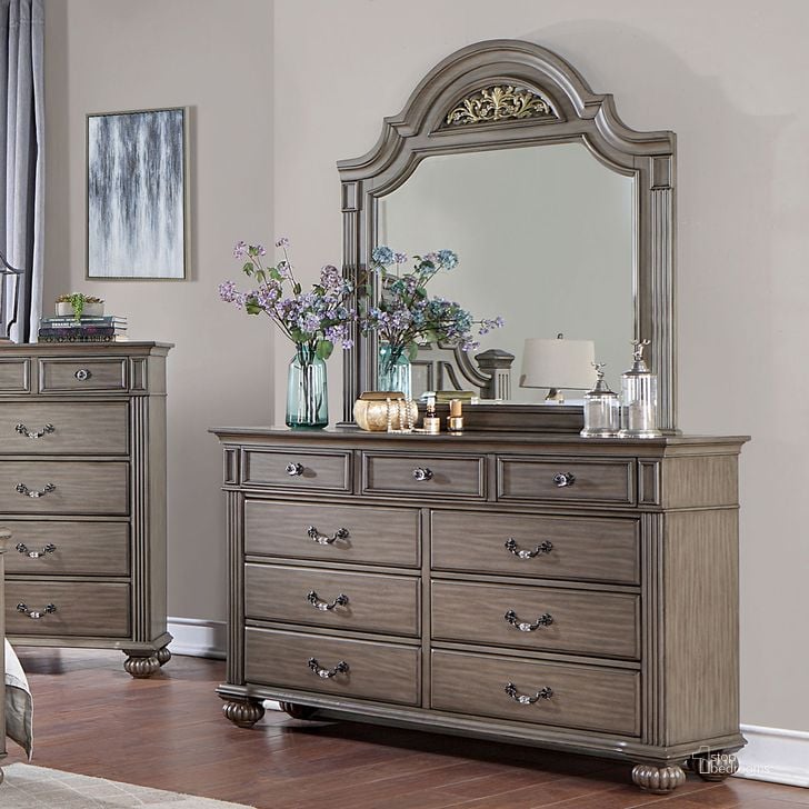 The appearance of Syracuse Dresser In Gray designed by Furniture of America in the traditional interior design. This gray piece of furniture  was selected by 1StopBedrooms from Syracuse Collection to add a touch of cosiness and style into your home. Sku: CM7129GY-D. Material: Wood. Product Type: Dresser. Image1