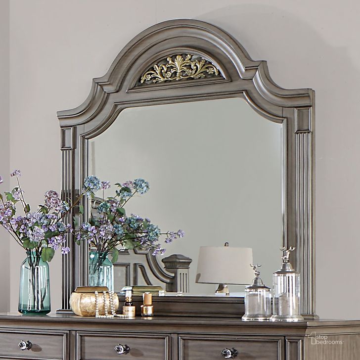 The appearance of Syracuse Mirror In Gray designed by Furniture of America in the traditional interior design. This gray piece of furniture  was selected by 1StopBedrooms from Syracuse Collection to add a touch of cosiness and style into your home. Sku: CM7129GY-M. Material: Wood. Product Type: Dresser Mirror. Image1