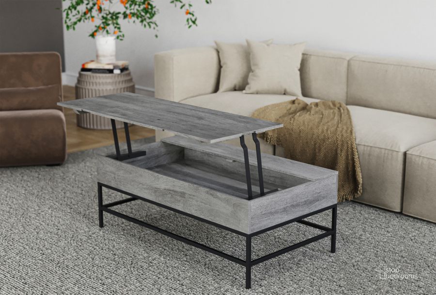 The appearance of T1105-05 Gray Lift Top Coffee Table In Wood designed by Galaxy Home Furnishings in the modern / contemporary interior design. This wood piece of furniture  was selected by 1StopBedrooms from T1105 Collection to add a touch of cosiness and style into your home. Sku: 601955553131. Material: Wood. Product Type: Coffee Table. Image1