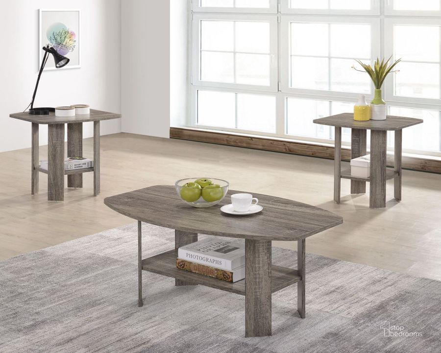 The appearance of Chip Darker Taupe Cocktail Table designed by Progressive Furniture in the transitional interior design. This gray piece of furniture  was selected by 1StopBedrooms from Chip Collection to add a touch of cosiness and style into your home. Sku: T178-01. Material: Wood. Product Type: Cocktail Table.