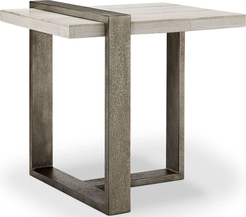The appearance of Wiltshire Sea Shell Stone Rectangular End Table designed by Magnussen in the modern / contemporary interior design. This white piece of furniture  was selected by 1StopBedrooms from Wiltshire Collection to add a touch of cosiness and style into your home. Sku: T4701-03T;T4701-03B. Product Type: End Table. Material: Stone. Image1