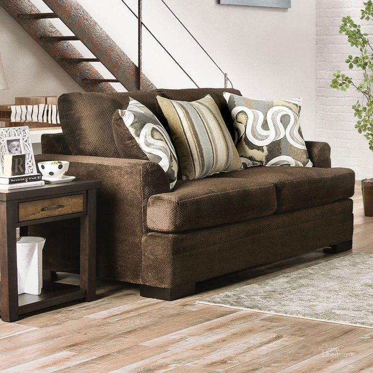The appearance of Taliyah Loveseat In Brown And Yellow designed by Furniture of America in the transitional interior design. This brown and yellow piece of furniture  was selected by 1StopBedrooms from Taliyah Collection to add a touch of cosiness and style into your home. Sku: SM3081-LV. Material: Wood. Product Type: Loveseat.