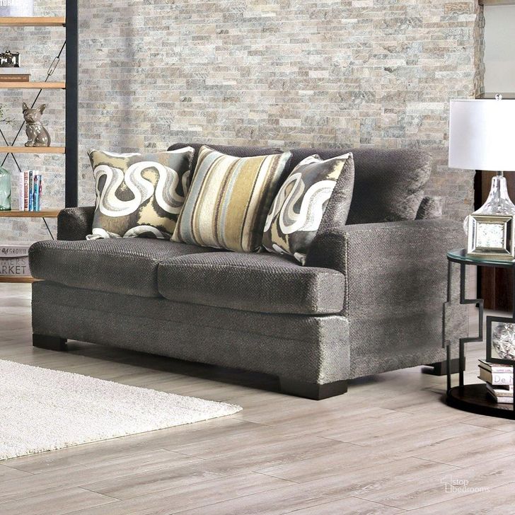 The appearance of Taliyah Loveseat In Grey designed by Furniture of America in the transitional interior design. This grey piece of furniture  was selected by 1StopBedrooms from Taliyah Collection to add a touch of cosiness and style into your home. Sku: SM3080-LV. Material: Wood. Product Type: Loveseat.