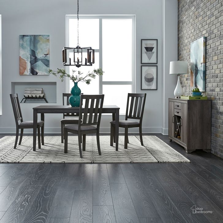 The appearance of Tanners Creek Greystone 60" Rectangular Dining Room Set designed by Liberty in the transitional interior design. This gray piece of furniture  was selected by 1StopBedrooms from Tanners Creek Collection to add a touch of cosiness and style into your home. Sku: 686-T3660;686-C1501S. Table Base Style: Legs. Material: Wood. Product Type: Dining Room Set. Table Top Shape: Rectangular. Image1