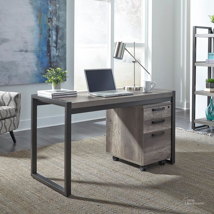 The appearance of Tanners Creek Greystone Home Office Set designed by Liberty in the industrial interior design. This gray piece of furniture  was selected by 1StopBedrooms from Tanners Creek Collection to add a touch of cosiness and style into your home. Sku: 686-HO107;686-HO146. Material: Wood. Product Type: Home Office Set. Image1