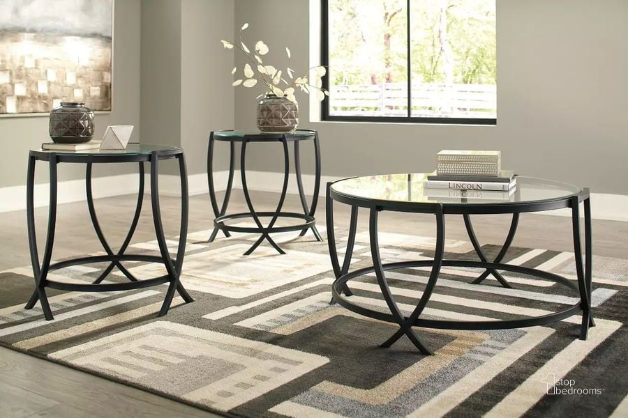 The appearance of Tarrin Black Table Set of 3 designed by Signature Design by Ashley in the modern / contemporary interior design. This black piece of furniture  was selected by 1StopBedrooms from Tarrin Collection to add a touch of cosiness and style into your home. Sku: T115-13. Material: Glass. Product Type: Occasional Table Set. Image1
