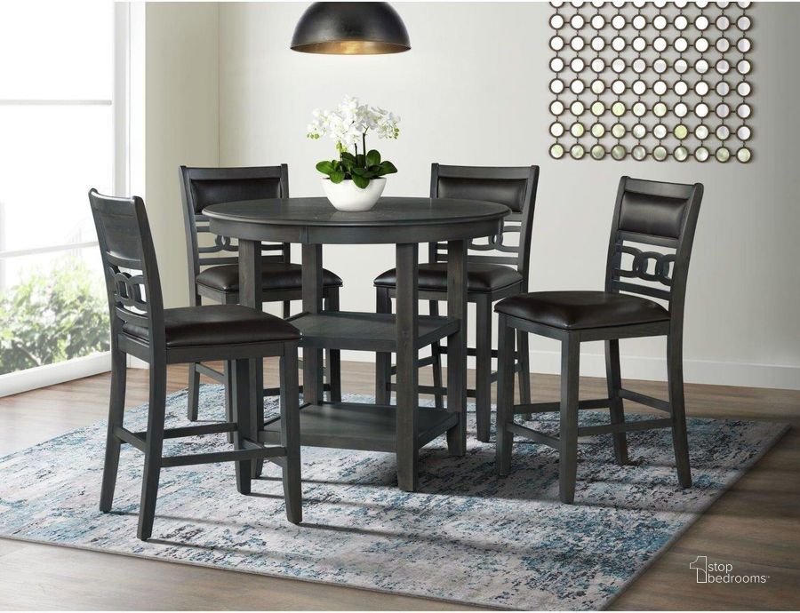 The appearance of Taylor Gray Counter Height Dining Room Set designed by Picket House in the transitional interior design. This gray piece of furniture  was selected by 1StopBedrooms from Taylor Collection to add a touch of cosiness and style into your home. Sku: DAH350CT;DAH350CSC. Table Base Style: Pedestal. Table Top Shape: Round. Material: Wood. Product Type: Dining Room Set. Size: 42". Image1