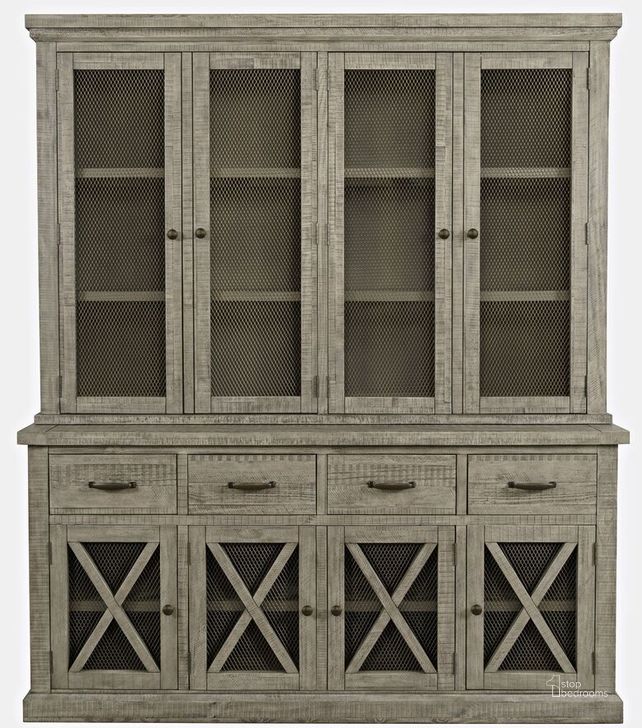The appearance of Telluride Rustic Distressed Pine Sideboard Buffet Hutch With Led Lights In Grey designed by Jofran in the country / farmhouse interior design. This grey piece of furniture  was selected by 1StopBedrooms from Telluride Collection to add a touch of cosiness and style into your home. Sku: 2231-7071KT. Product Type: Sideboard. Material: MDF. Image1