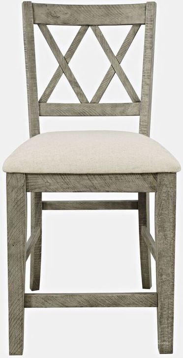 The appearance of Telluride Rustic Distressed Pine Upholstered Counter Stool Set of 2 In Grey designed by Jofran in the country / farmhouse interior design. This grey piece of furniture  was selected by 1StopBedrooms from Telluride Collection to add a touch of cosiness and style into your home. Sku: 2231-BS420KD. Material: Wood Veneer. Product Type: Barstool. Image1