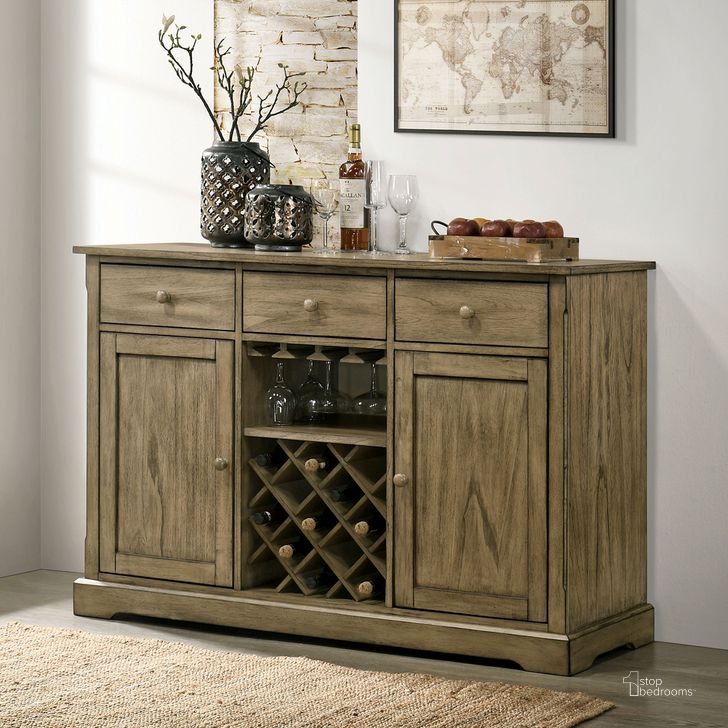 The appearance of Templemore Server In Light Brown designed by Furniture of America in the rustic / southwestern interior design. This light brown piece of furniture  was selected by 1StopBedrooms from Templemore Collection to add a touch of cosiness and style into your home. Sku: CM3514BR-SV. Material: Wood. Product Type: Server. Image1