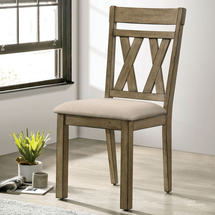 The appearance of Templemore Side Chair Set of 2 In Light Brown and Beige designed by Furniture of America in the rustic / southwestern interior design. This light brown and beige piece of furniture  was selected by 1StopBedrooms from Templemore Collection to add a touch of cosiness and style into your home. Sku: CM3514BR-SC-2PK. Material: Wood. Product Type: Side Chair. Image1