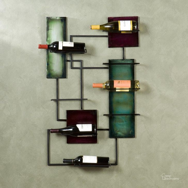 The appearance of Tennari Wine Storage Wall Sculpture designed by SEI Furniture in the transitional interior design. This black piece of furniture  was selected by 1StopBedrooms from Tennari Collection to add a touch of cosiness and style into your home. Sku: WS7069. Material: Metal. Product Type: Sculpture. Image1