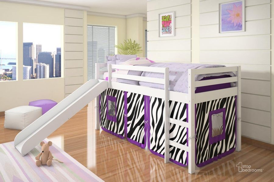 The appearance of Tent Bed White W-Zebra Tent Kit designed by DONCO kids in the modern / contemporary interior design. This white piece of furniture  was selected by 1StopBedrooms from  to add a touch of cosiness and style into your home. Sku: 750-TW_750C-TZ. Material: Wood. Product Type: Loft Bed. Bed Type: Loft Bed. Image1