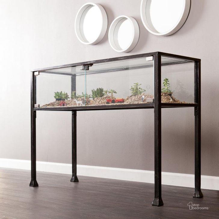 The appearance of Terrarium Display Console designed by SEI Furniture in the transitional interior design. This black piece of furniture  was selected by 1StopBedrooms from Terrarium Collection to add a touch of cosiness and style into your home. Sku: CK8863. Material: Metal. Product Type: Console. Image1