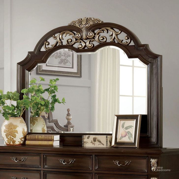 The appearance of Theodor 5Mm Beveled Mirror In Brown Cherry designed by Furniture of America in the traditional interior design. This brown cherry piece of furniture  was selected by 1StopBedrooms from Theodor Collection to add a touch of cosiness and style into your home. Sku: CM7926M. Material: Wood. Product Type: Dresser Mirror.