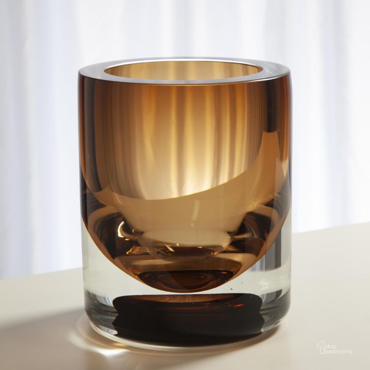 The appearance of Thick Cylinder Small Vase In Amber Tobacco designed by Global Views in the modern / contemporary interior design. This brown piece of furniture  was selected by 1StopBedrooms from Thick Collection to add a touch of cosiness and style into your home. Sku: 6.60432. Material: Glass. Product Type: Vase. Image1