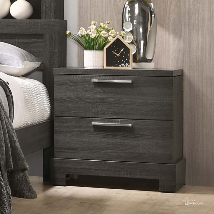 The appearance of Thornhill Way Gray Oak Nightstand designed by Off 5th Home in the transitional interior design. This gray oak piece of furniture  was selected by 1StopBedrooms from Thornhill Way Collection to add a touch of cosiness and style into your home. Sku: 22033. Product Type: Nightstand. Material: MDF. Image1