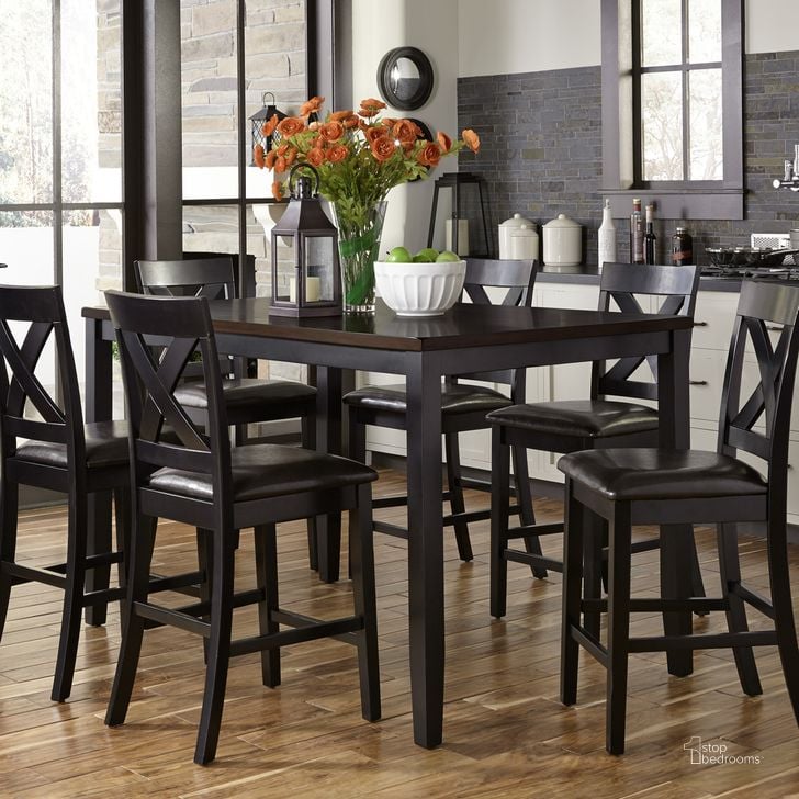 The appearance of Thornton II Black and Brown 7 Piece Counter Height Dining Set designed by Liberty in the modern / contemporary interior design. This black piece of furniture  was selected by 1StopBedrooms from Thornton Ii Collection to add a touch of cosiness and style into your home. Sku: 464-CD-7GTS. Material: Wood. Product Type: Dining Room Set. Table Top Shape: Rectangular. Image1