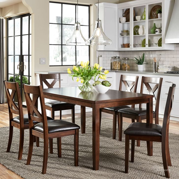 The appearance of Thornton Russet 7 Piece Rectangular Dining Room Set designed by Liberty in the transitional interior design. This brown piece of furniture  was selected by 1StopBedrooms from Thornton Collection to add a touch of cosiness and style into your home. Sku: 164-CD-7RLS. Material: Wood. Product Type: Dining Room Set. Table Top Shape: Rectangular. Image1