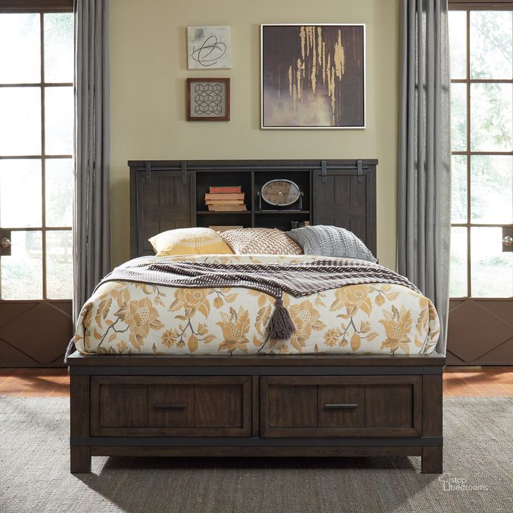 The appearance of Thornwood Hills King Bookcase Bed In Dark Gray designed by Liberty in the rustic / southwestern interior design. This dark gray piece of furniture  was selected by 1StopBedrooms from Thornwood Hills Collection to add a touch of cosiness and style into your home. Sku: 759-BR15B;759-BR16FS;759-BR90RSP. Bed Type: Bookcase Bed. Product Type: Bookcase Bed. Bed Size: King. Material: Rubberwood. Image1