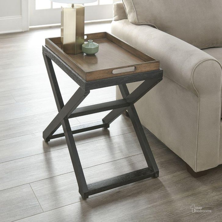 The appearance of Topeka Chairside Table designed by Steve Silver in the transitional interior design. This brown piece of furniture  was selected by 1StopBedrooms from Topeka Collection to add a touch of cosiness and style into your home. Sku: TP100CS. Product Type: Chairside Table. Material: Rubberwood. Image1
