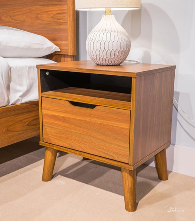 The appearance of Toscalay Auburn Nightstand designed by FineForm in the modern / contemporary interior design. This auburn piece of furniture  was selected by 1StopBedrooms from Toscalay Collection to add a touch of cosiness and style into your home. Sku: EB4879-291. Product Type: Nightstand.