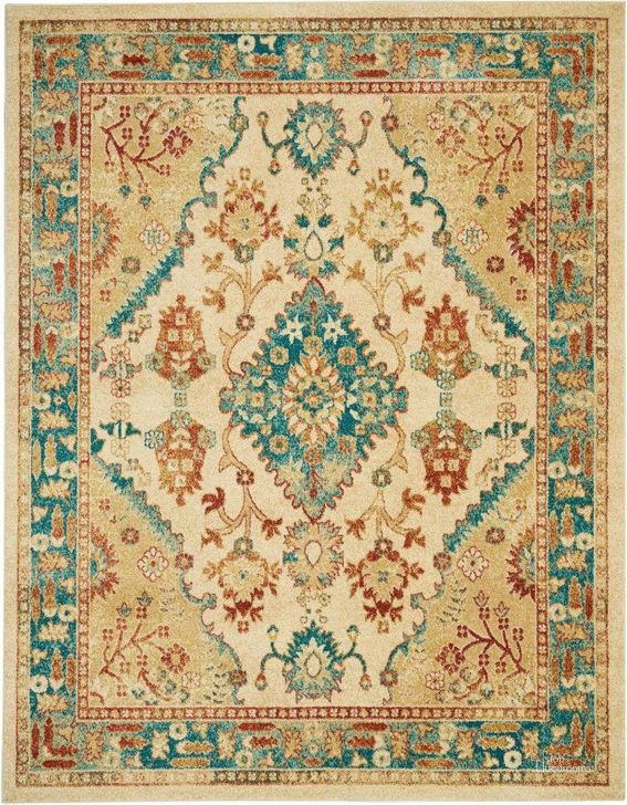 The appearance of Traditional Vintage Ivory And Teal 8 X 10 Area Rug designed by Nourison in the traditional interior design. This ivory and teal piece of furniture  was selected by 1StopBedrooms from Traditional Vintage Collection to add a touch of cosiness and style into your home. Sku: 99446717047. Material: Polypropylene. Product Type: Area Rugs. Image1